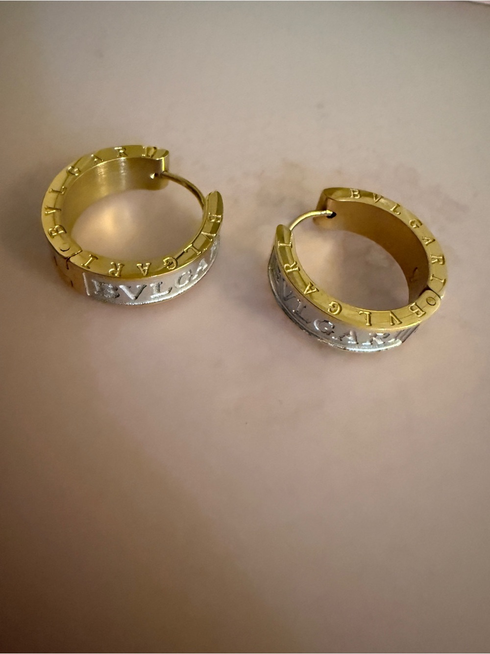 Designer inspired Two-Tone Gold & Silver Hoop Earrings